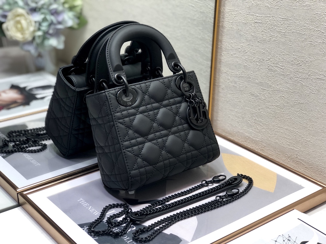 Mini Lady Dior Bag Black Ultramatte Cannage Calfskin